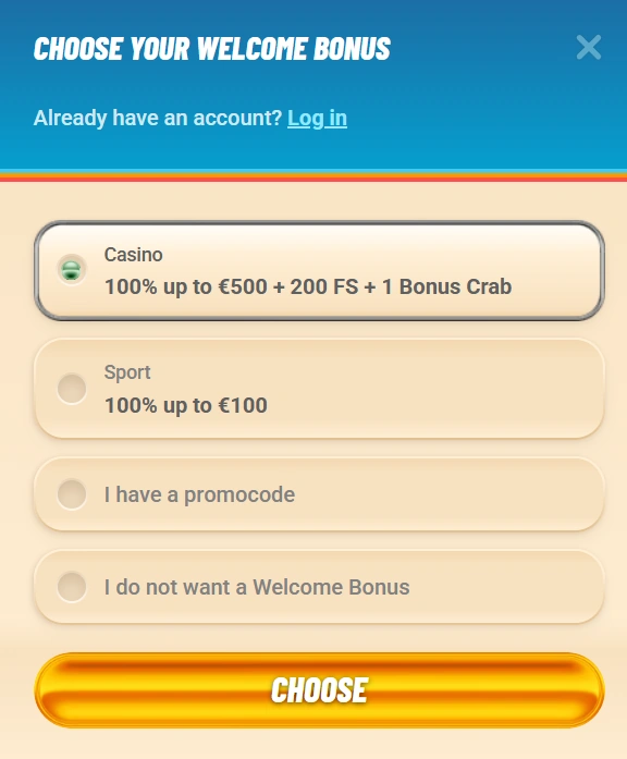 Vegasino Casino bonus za registracijo